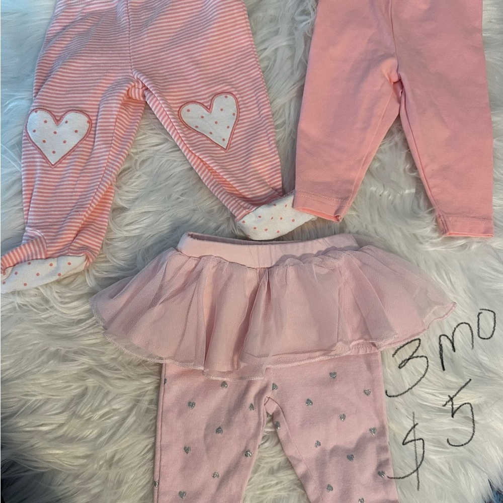 Pink Baby Leggings Set with Heart Details